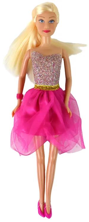 Lean Toys Súprava bábiky Lucy v ružových šatách – skrinka na topánky