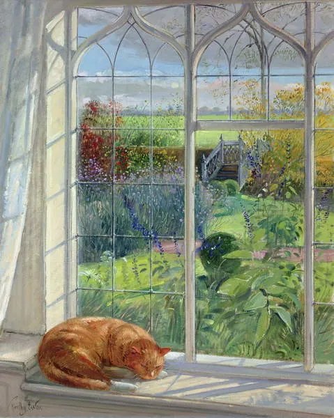 Timothy Easton - Umelecká tlač Sleeping Cat and Chinese Bridge, (30 x 40 cm)