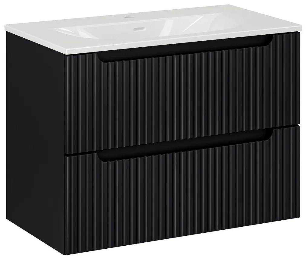 Závesná skrinka Nova Black Sky3 so zápustným umývadlom 80 cm biela/čierna