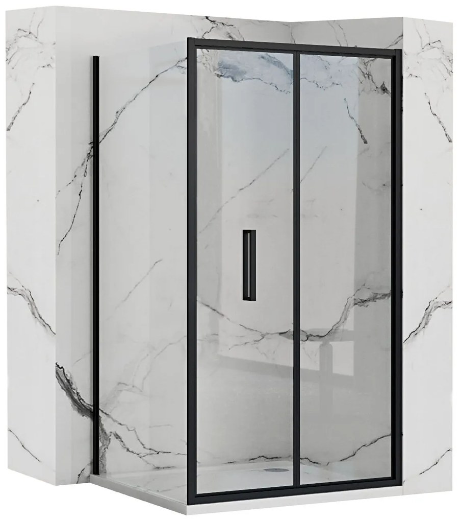 Rea Rapid Fold - sprchovací kút so skladacími dverami 100(dvere) x 80(stena) číre sklo, čierny profil, KPL-09904