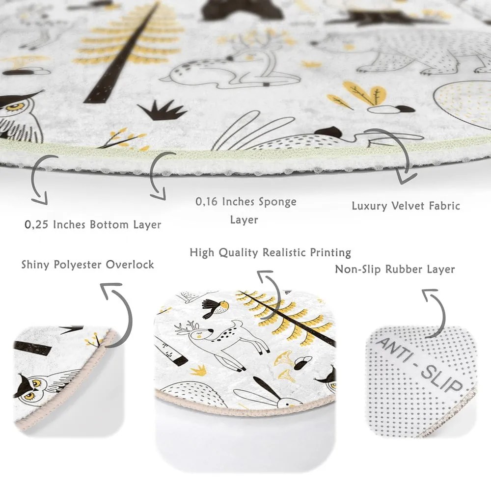 Žlto-biely detský koberec ø 80 cm Comfort – Mila Home