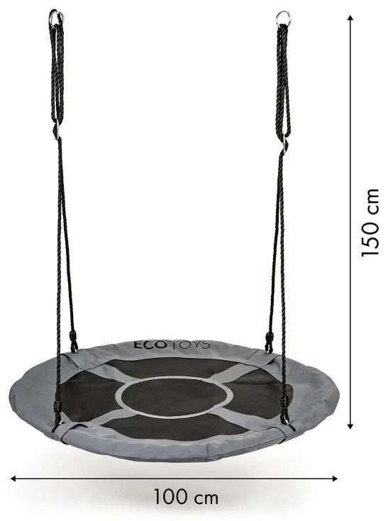 Záhradná hojdačka bocianie hniezdo 100 cm ECOTOYS sivá