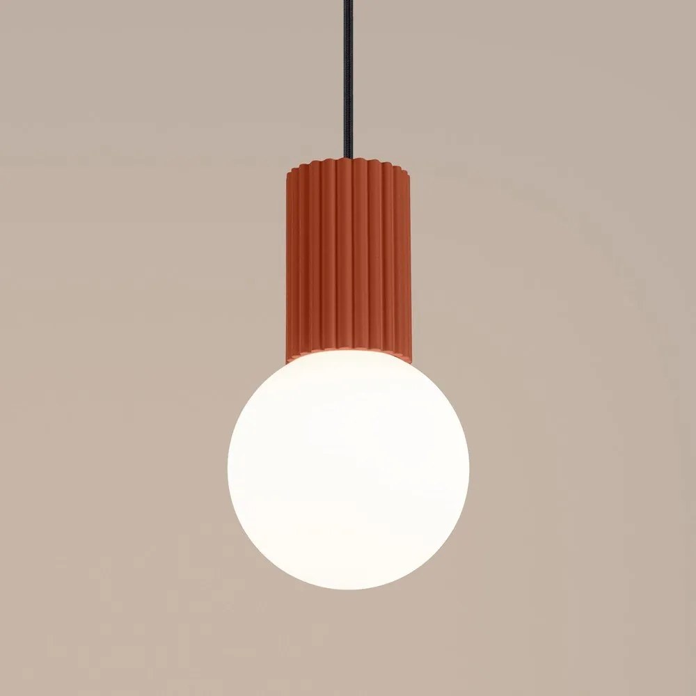 Oranžové závesné svietidlo so skleneným tienidlom ø 12 cm Orbital – Sollux