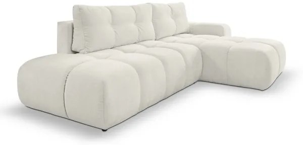 Rozkladacia rohová čalúnená sedacia súprava s úložným priestorom do L ALMADA pravá béžová