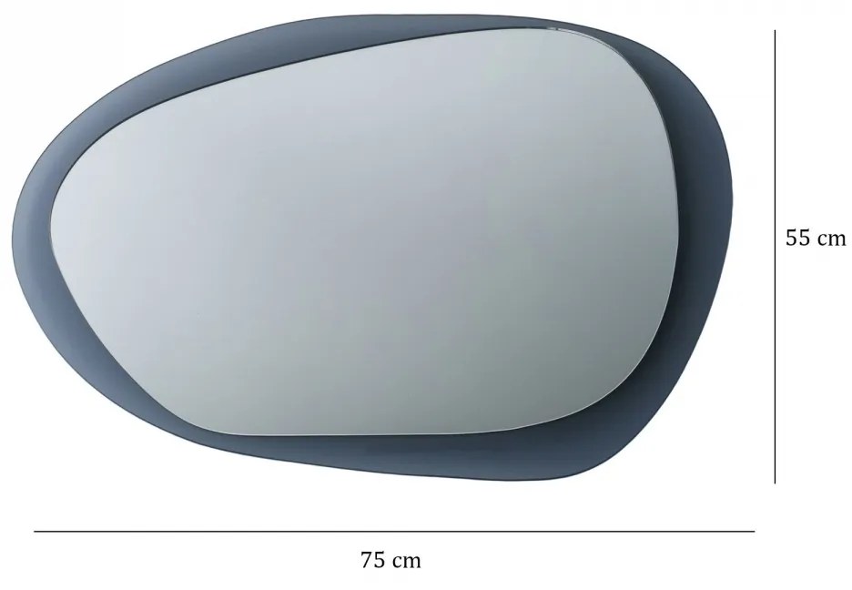 Dekoratívne nástenné zrkadlo Aqua 75x55 cm sivé