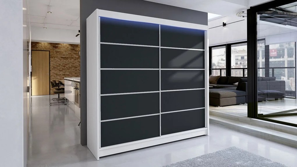 Posuvná skriňa Bar IV, Farby: kašmír, Osvetlenie: osvetlenie LED RGB - farebné