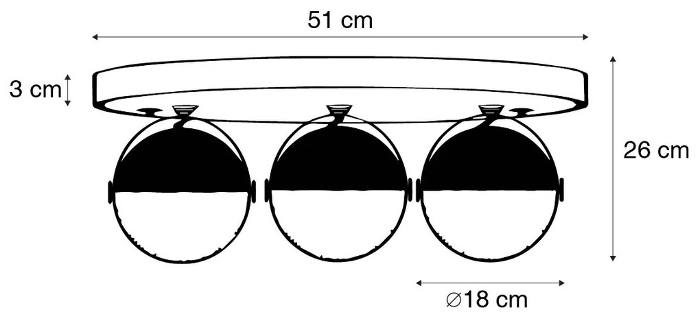 Priemyselné bodové svetlo čierne s mosadzou 3-svetlo - Haicha