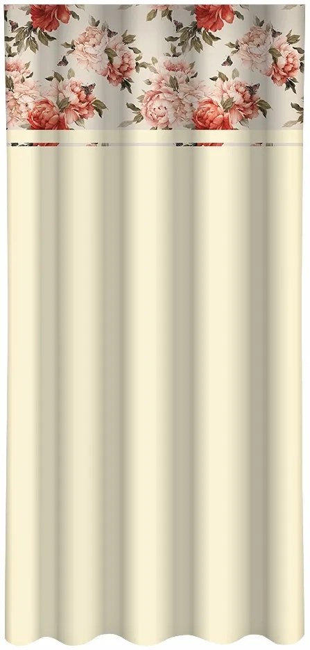 Elegantný béžový záves s potlačou farebných kvetov Šírka: 160 cm | Dĺžka: 250 cm
