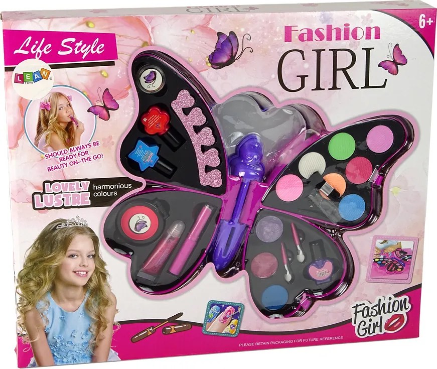 LEAN Toys Make-up set Fialové očné tiene Butterfly