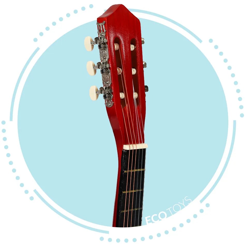 Detská klasická drevená gitara, 6 strunová, ECOTOYS
