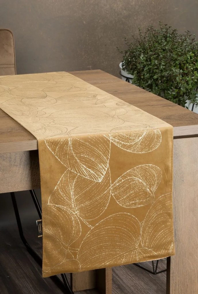 Dekorstudio Elegantný zamatový behúň na stôl BLINK 16 zlatý Rozmer behúňa (šírka x dĺžka): 35x220cm