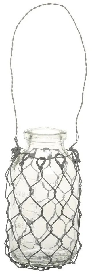 Závesná sklenená dekoračná vázička s drôtikom Fil de Fer - Ø 5,5*10 cm