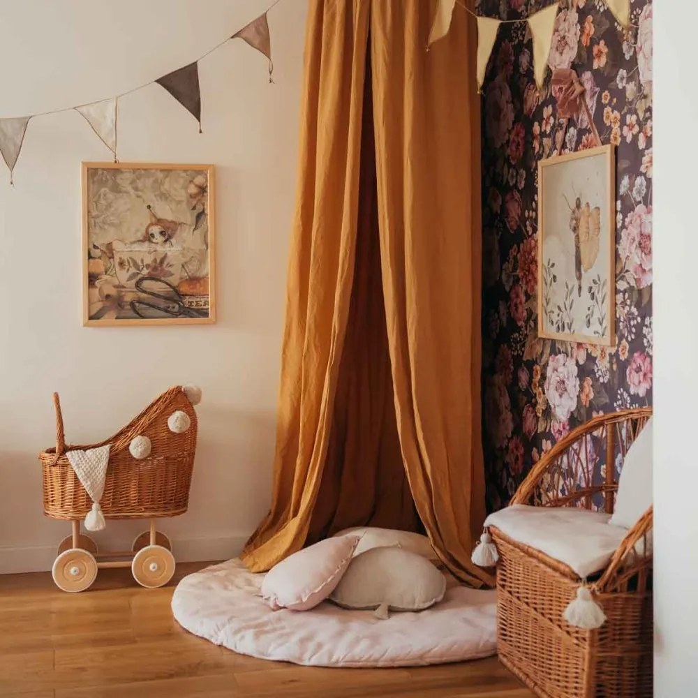 Tapeta kytica kvetov tmavá 280x100 cm