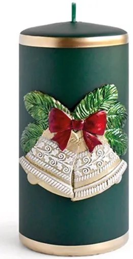 Vánoční svíčka ZVON 17,5 cm zelená