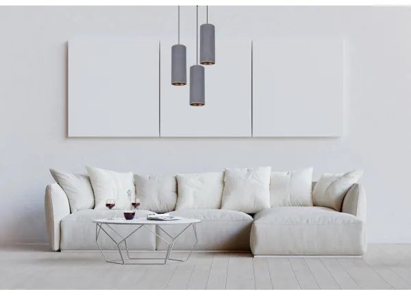 Luster na lanku AVALO 3xE27/60W/230V pr. 35 cm šedá