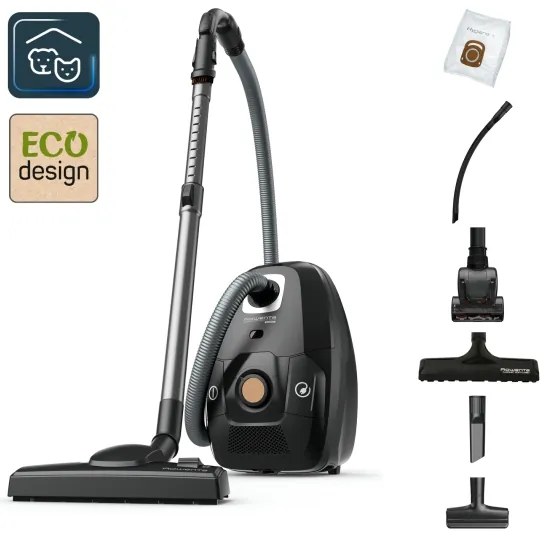 Rowenta - Sáčkový vysávač ZELENÁ FORCE EFFITECH ECO TOTAL CLEAN 400W/230V čierna