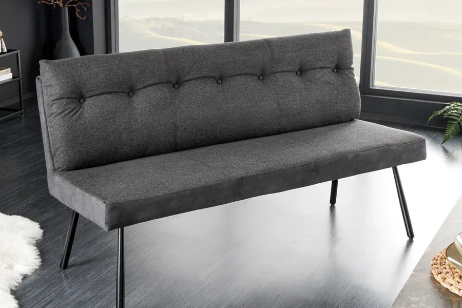 Sedacia lavička BIG GEORGE 160 cm – kombinácia vláknovej látky a velvetu, antracitová
