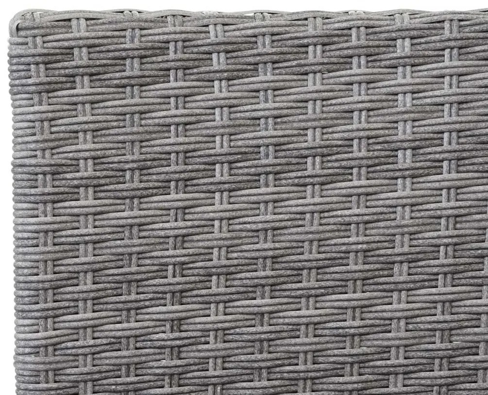 Záhradná lavica so stolíkom E24 - umelý ratan, 132cm - Sivá, sedáky tmavosvá