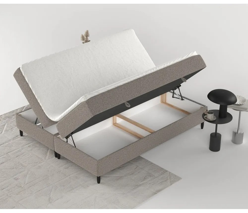 Hnedá boxspring posteľ s úložným priestorom 200x200 cm Malte – Maison de Rêve