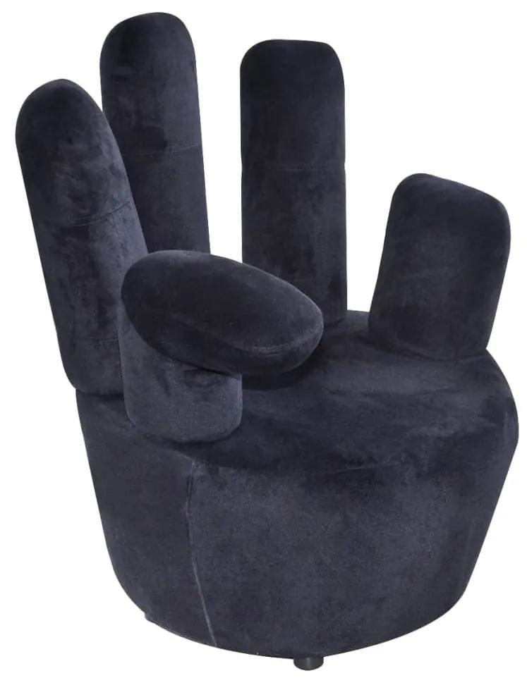 vidaXL Čierne zamatové kreslo v tvare ruky