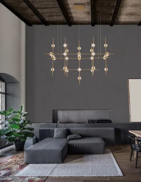 LED luster Atomo 106 zlaté s diaľkovým ovládaním
