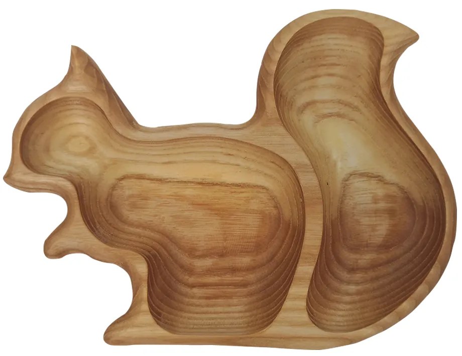 AMADEA Drevená miska v tvare veveričky, masívne drevo, veľkosť 20 cm