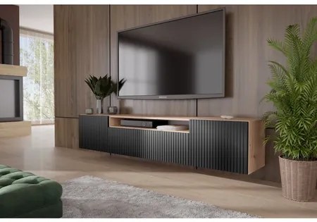 Závesný televízny stolík RTV Remo 180 cm Čierna/Dub artisan