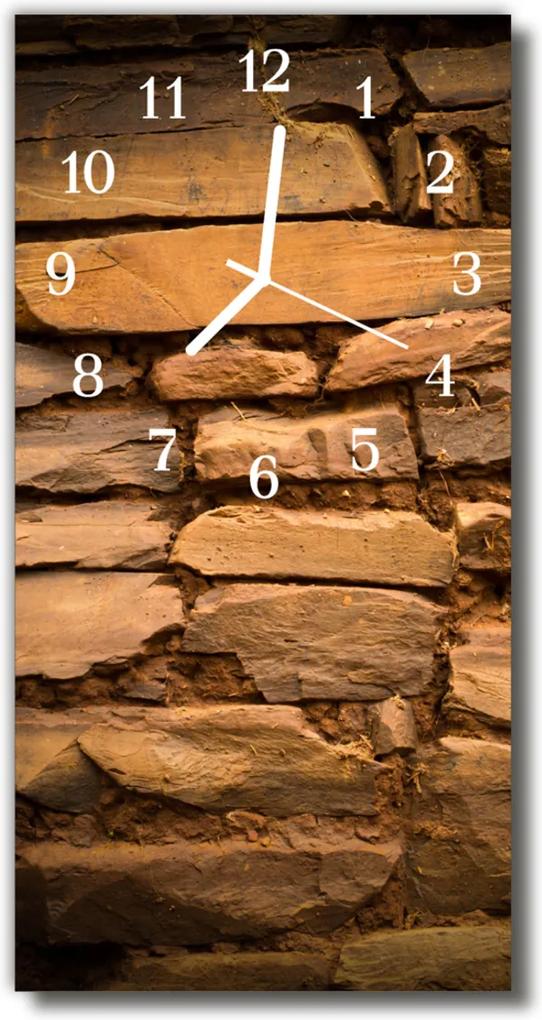 Nástenné hodiny vertikálne  Hnedá tehla tehlová múr