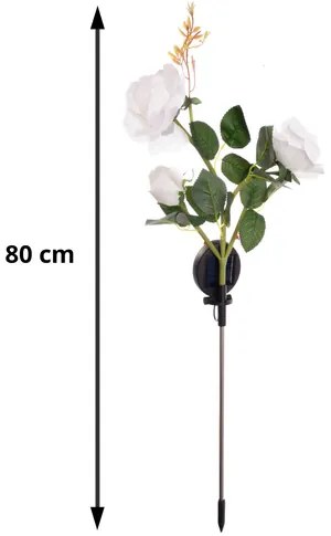 Solárna záhradná LED lampa Gardlov v podobe ruže - 3 kvety