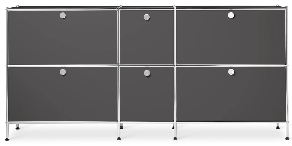 Veľká kovová odkladacia skrinka »CN3« so 6 výklopnými priehradkami, sivá