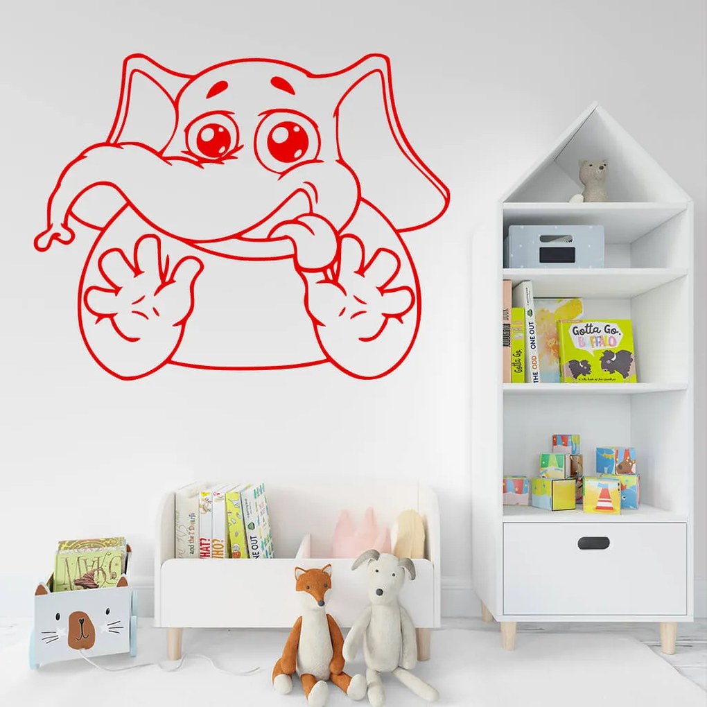 Veselá Stena Samolepka na stenu na stenu Slon Farba: černá