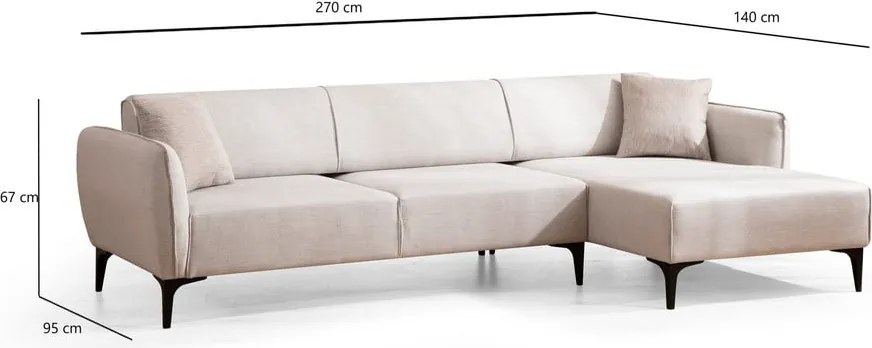 Biela rohová pohovka Belissimo, pravý roh – Balcab Home