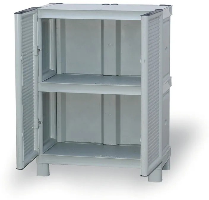 Plastová skriňa policová, nízka, 700 x 390 x 920 mm, sivá