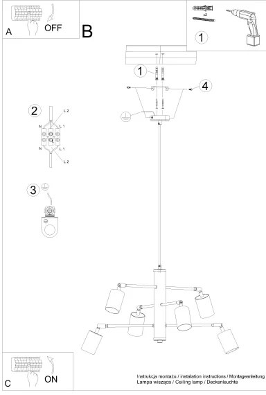 Sollux SL.1206 - Luster na lanku LEMMI 6xGU10/10W/230V biela