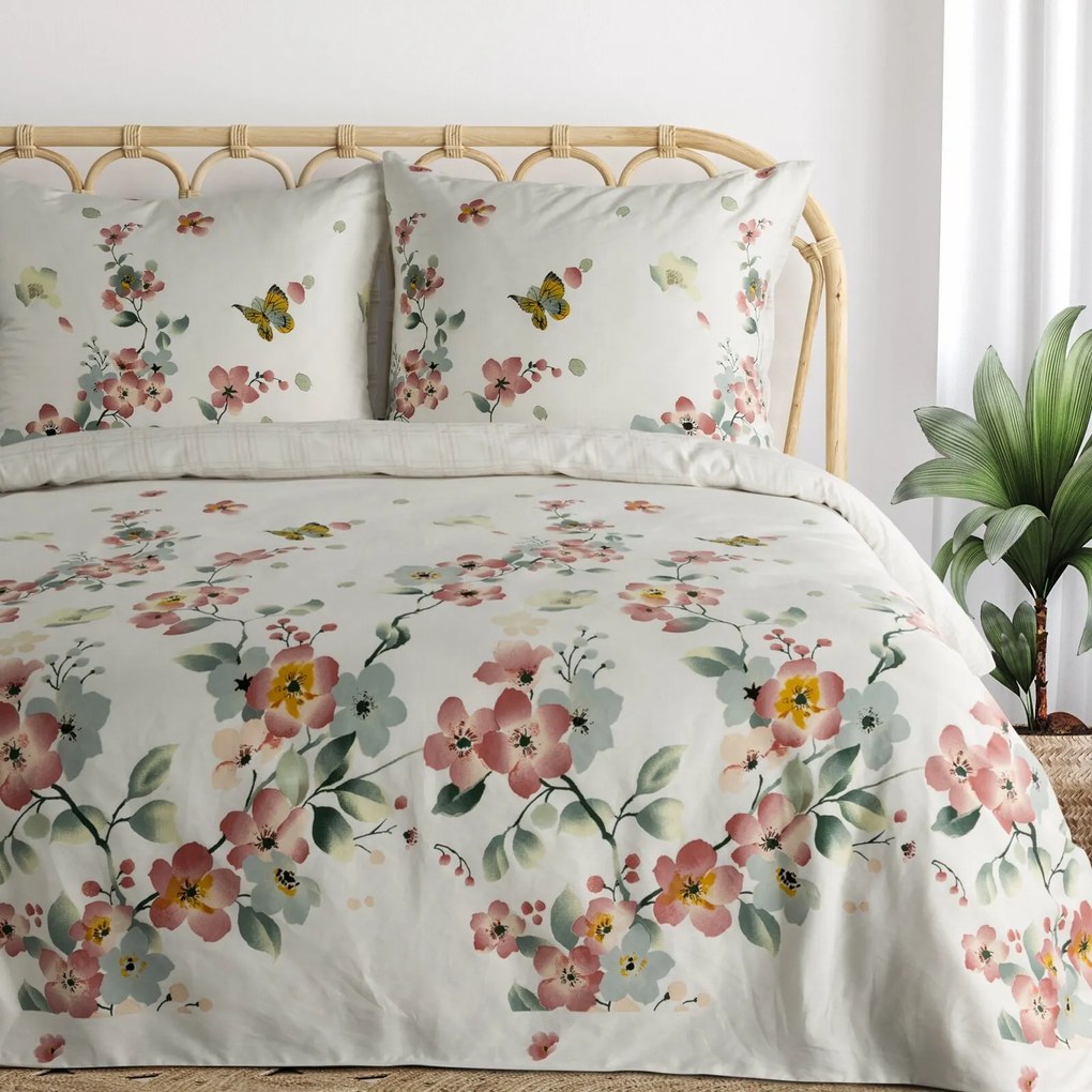 SATÉNOVÉ OBLIEČKY ELLA17 200X220 CM, 2 KS 70X80 CM KVETY