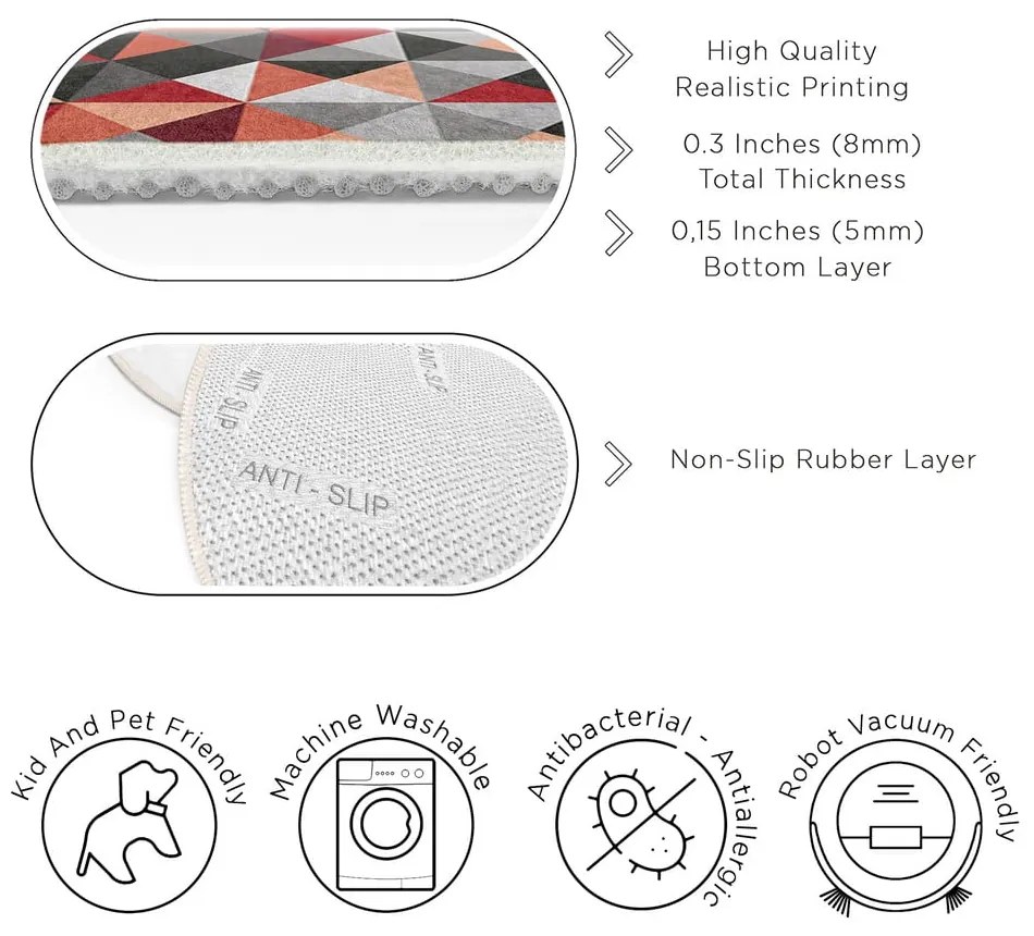 Červeno-sivý prateľný okrúhly koberec ø 80 cm Ignite – Mila Home