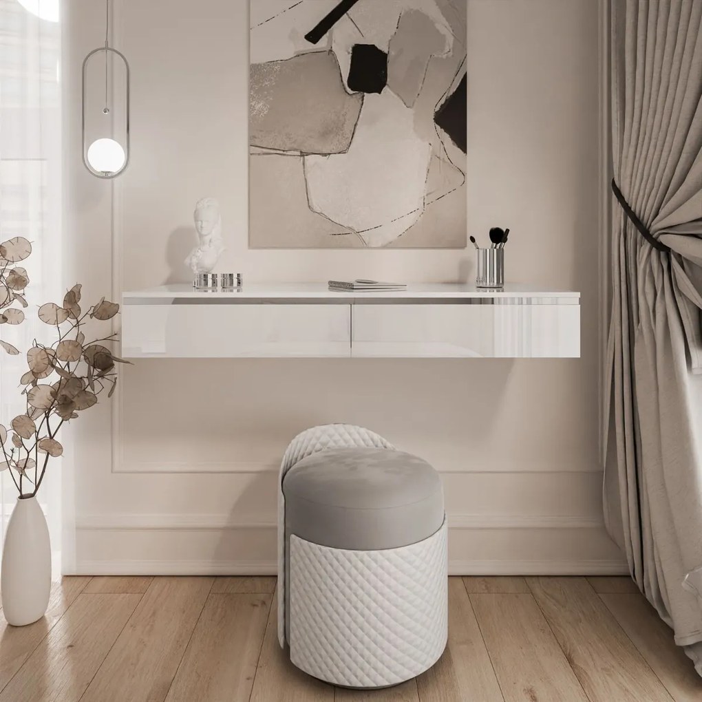 ZÁVESNÁ KONZOLA NESSIE BIELY LESK + STRIEBORNÁ