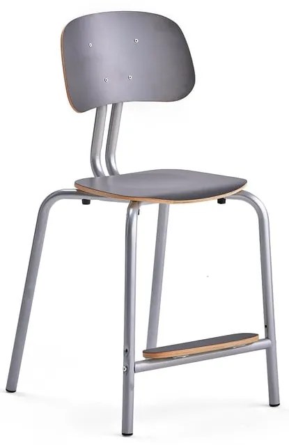 Školská stolička YNGVE, so 4 nohami, strieborná, antracit, V 520 mm
