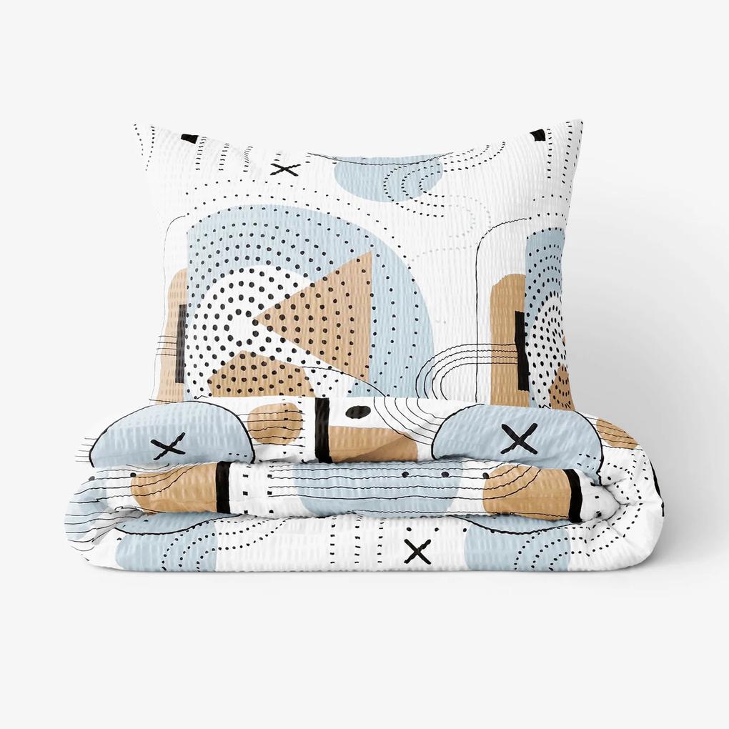 Goldea krepové posteľné obliečky deluxe - geometrické línie a obrazce 240 x 200 a 2ks 70 x 90 cm