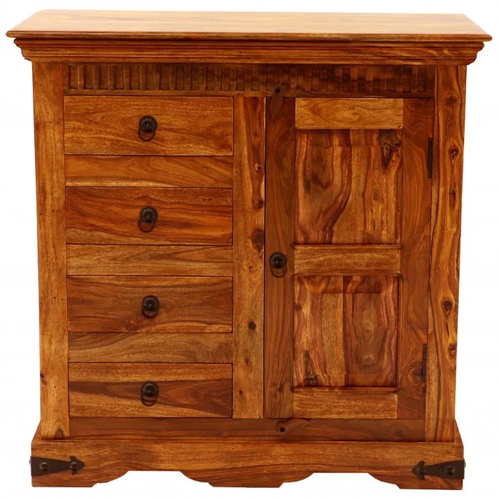 Komoda Jali s úložným priestorom 90x90x45 z indického masívu palisander Svetlomedová