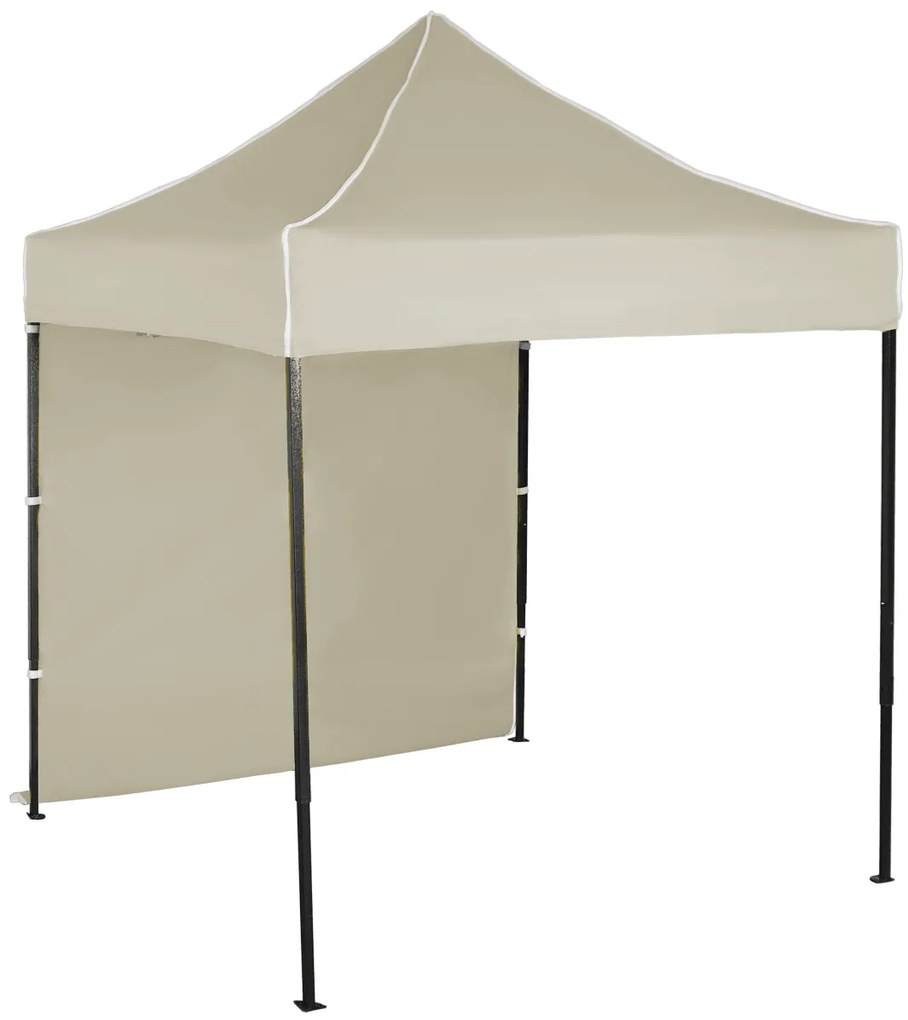 Rýchlorozkladací nožnicový stan 2x2m – oceľový, 1 bočná plachta, Béžová