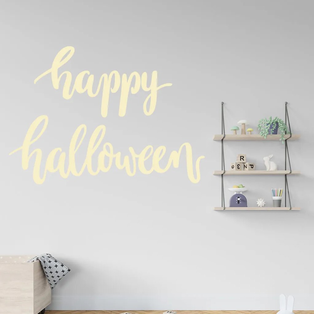 Veselá Stena Samolepka na stenu na stenu Happy Halloween Farba: černá