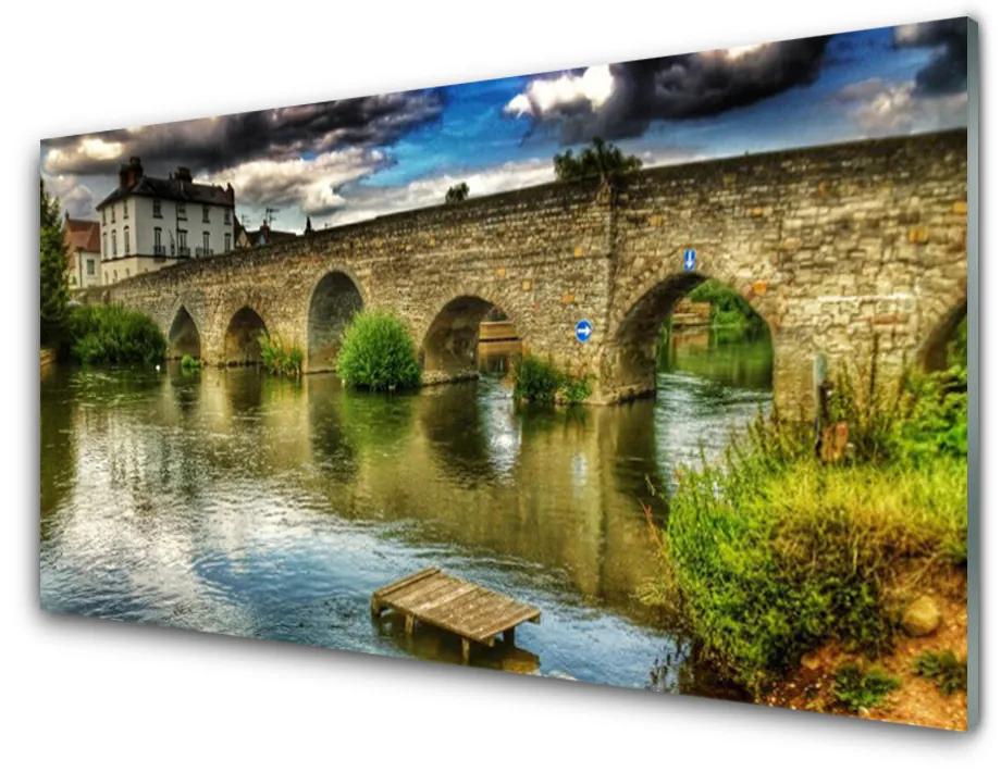 Skleneny obraz Most rieka architektúra 100x50 cm