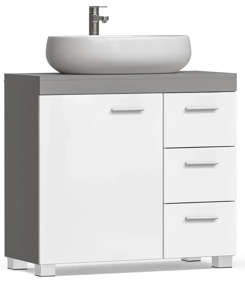 Vasagle Skrinka pod umývadlo IVY, 30x70x64cm, biela/šedá