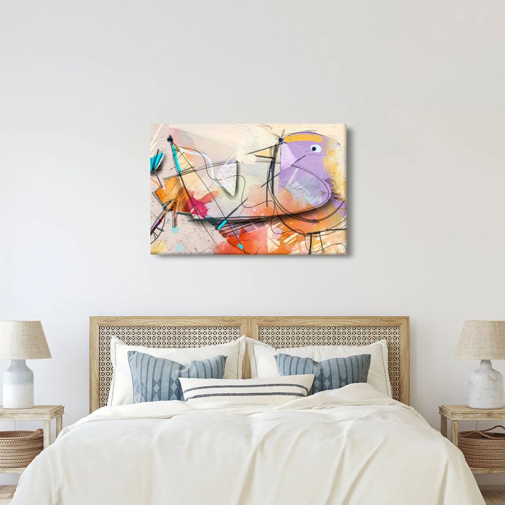 Obraz - Abstrakcia, vtáčik (90x60 cm)