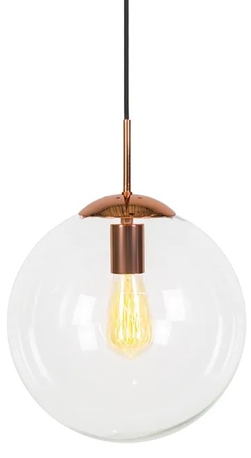 Art Deco závesné svietidlo medené s priehľadným sklom 30 cm - Ball 30