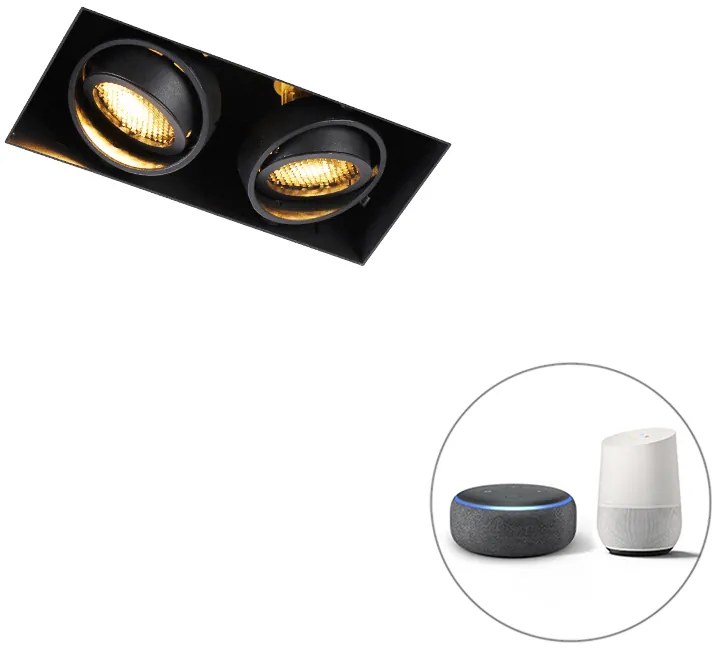 Inteligentné zapustené bodové svetlo čierne bez rámu 2-žiarovkové vrátane WiFi GU10 - Oneon Honey