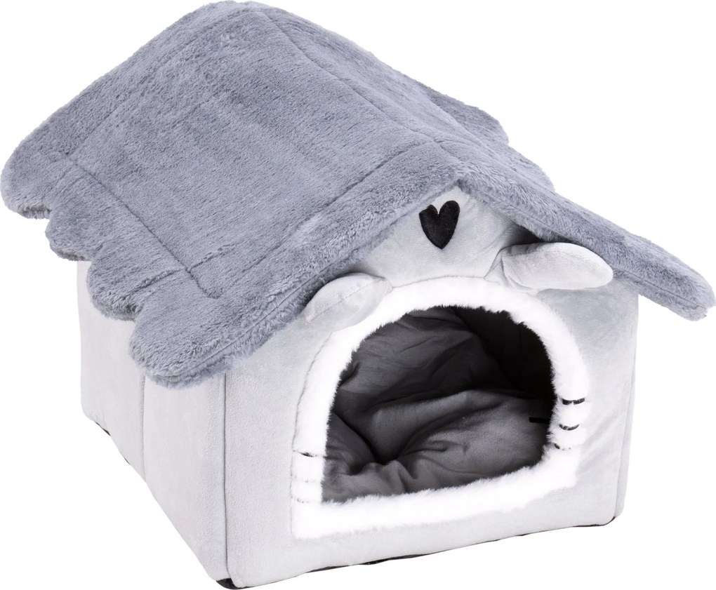 Plyšový pelech pre mačky JASPER - šedý