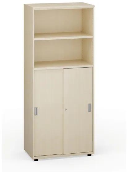 Kancelárska skriňa PRIMO Classic, zasúvacie dvere na 3 poschodia, 1781x800x420 mm, breza