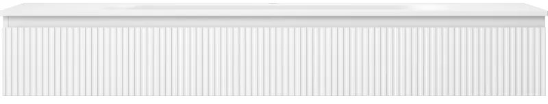 Mexen Rivel, kúpeľňová skrinka 160 cm s umývadlom Vela, 1 zásuvka, drážkovaná, biela matná, 91A20-16023-1-BF01-W23M01